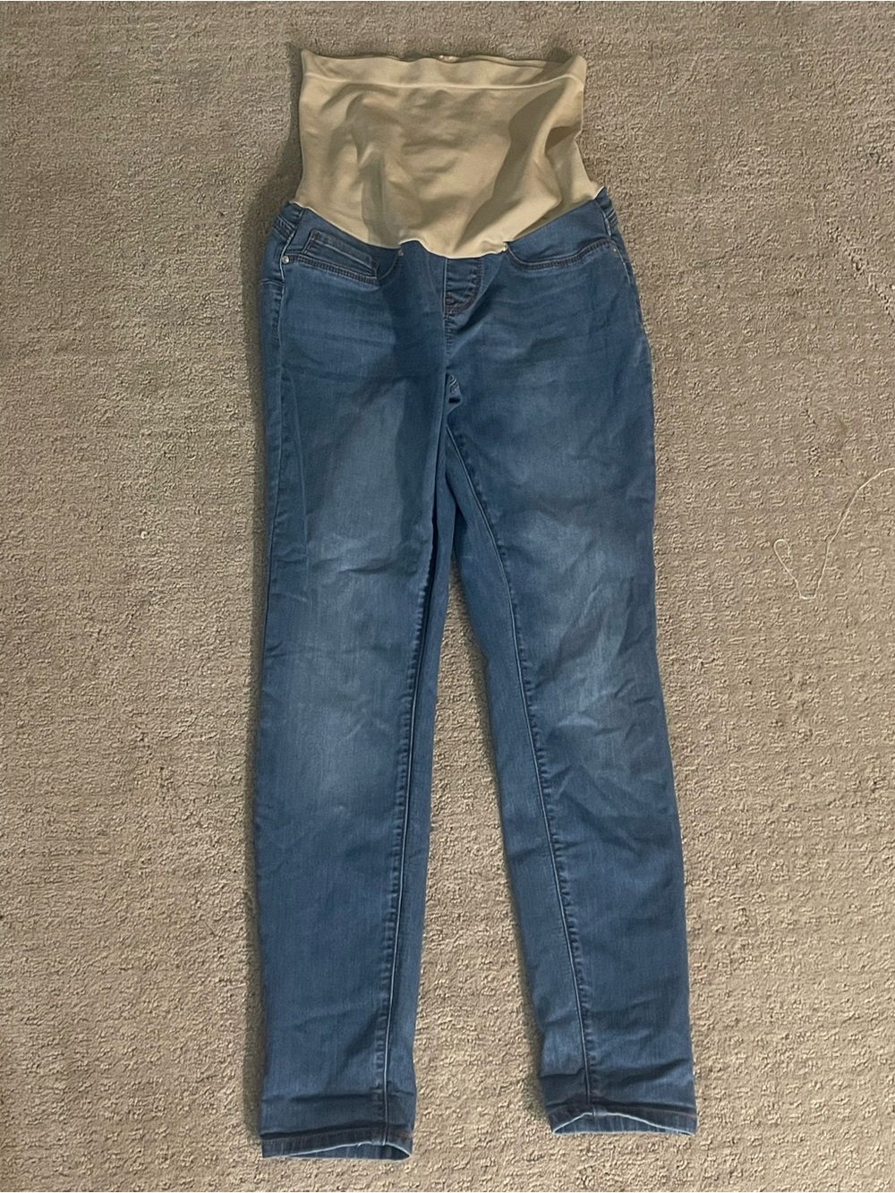 9th & main medium Women’s Blue Maternity Jeans with Beige Support Panel